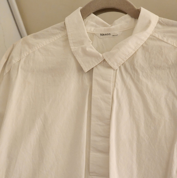 K-Style White Button Up Short Sleeve Top - Picture 1 of 4